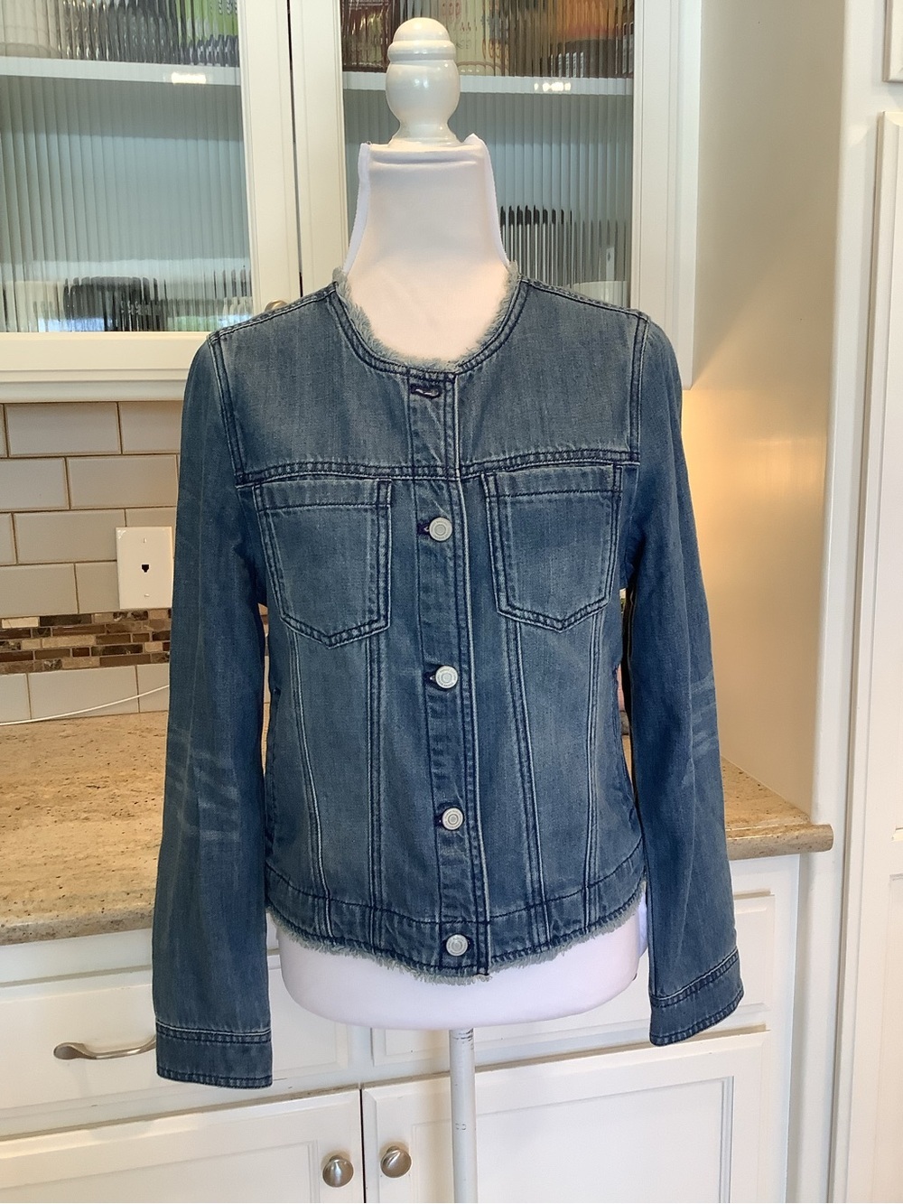 Tommy Bahama Women’s Round-Neck Denim Jacket - Size XS Parrot